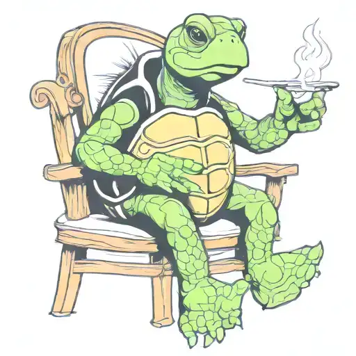 Turtle Smokin Sitting In A Chair