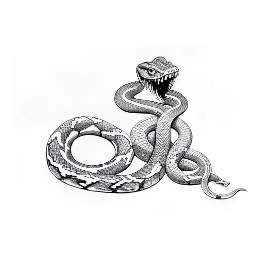 Snake Biting Own Tail Looking Surprised