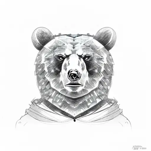 Realistic Bear Face With Crown Time