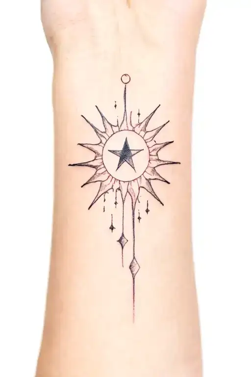 Tattoo With A Star And Sun Aligned