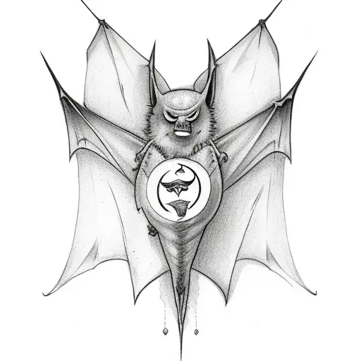 Bat With Spreaded Wings Tramp Stamp On Lower Back