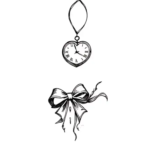 A Heartshaped Clock Face With A Bow