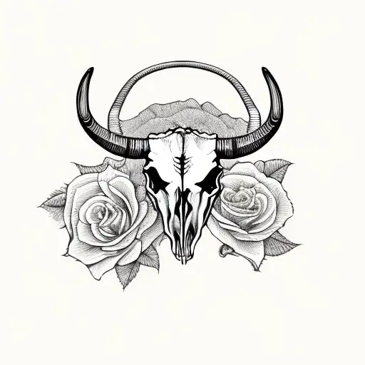 Longhorn Skull With Roses