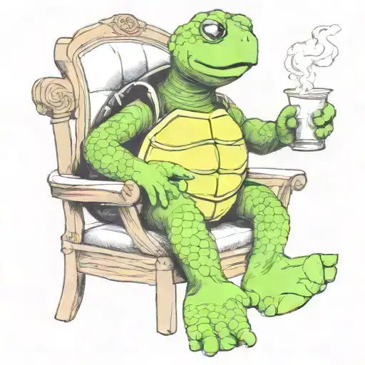 Turtle Smokin Sitting In A Chair
