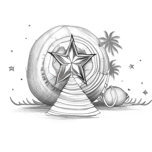 New Moon And Star On Top Of Coconut Tree