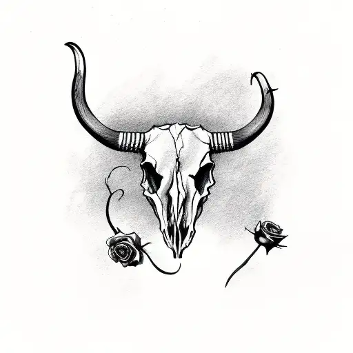 Longhorn Skull With Roses