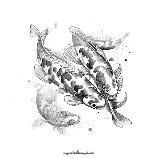 Koi Fish Black White Orange