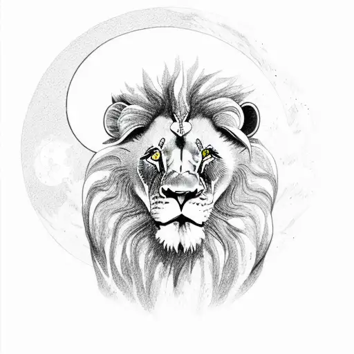 Lion With The Moon