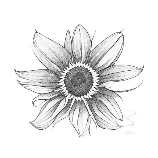 A Serene Landscape With A Lone Sunflower Standing Tall Amidst A Field Of Tulips