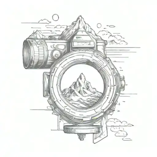 A Camera Lens Morphing Into A Mountain Peak