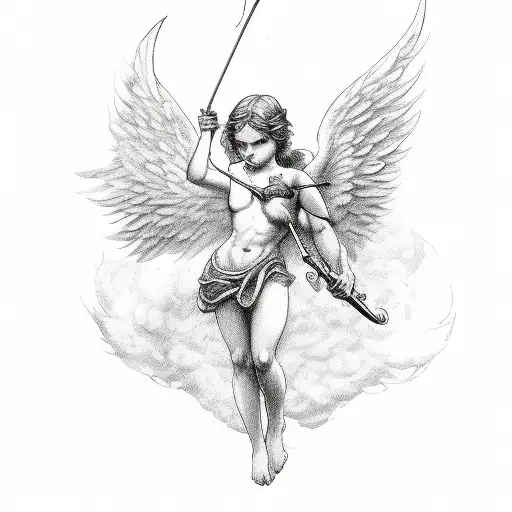 Cupid With Half Body Angel And Half Body Demon