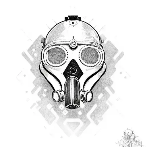 Sugar Skull Wearing A Cyberpunk Style Gas Mask