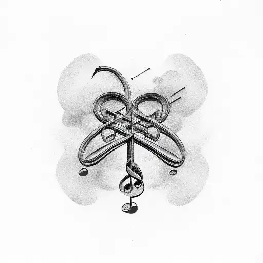 Musical Notes Intertwined With Military Symbols