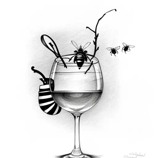 Wine Glass With A Bee