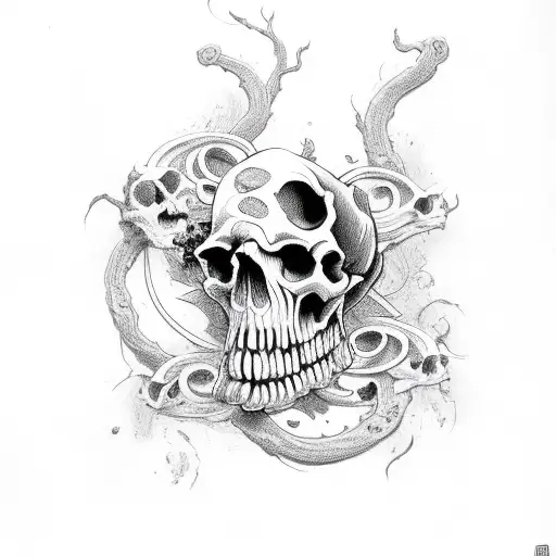 Vine With Skulls And Flames