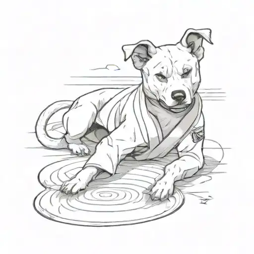 A Dog Practicing Jiu Jitsu On A Tatami Mat In A Thailand-inspired Setting