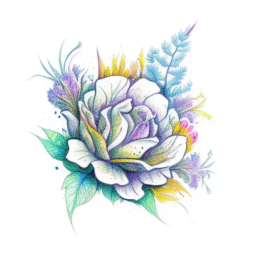 The Word Blessed In Vibrant Colors With Flowers Around It