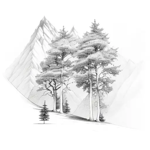 Trees With Mountain Backdrop