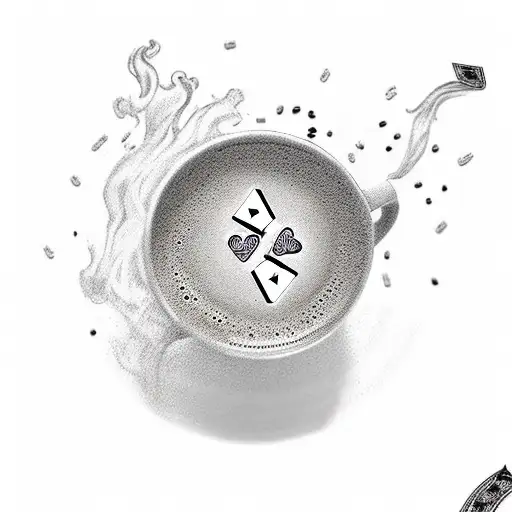 A Coffee Cup With Playing Card Suits As Steam Rising From It