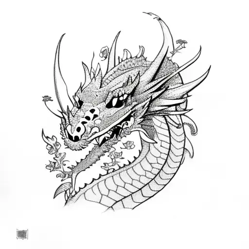 Dragon With Flowers