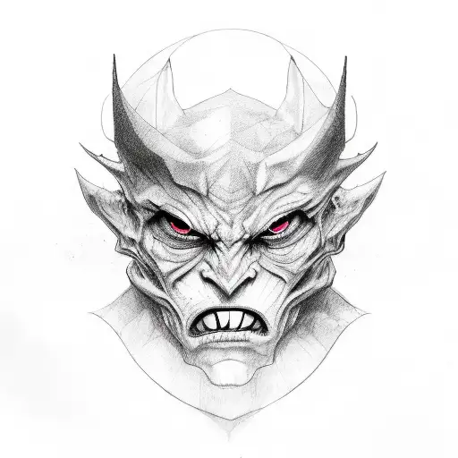 Human Wearing A Mask That Showes A Demon Face