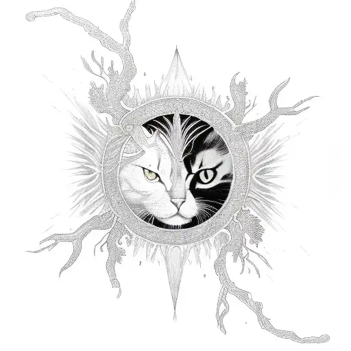 Tree Phoenix Cat Sun Moon Sleeve