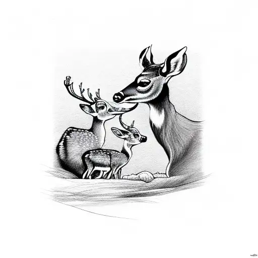 Mama Deer And Baby Deer