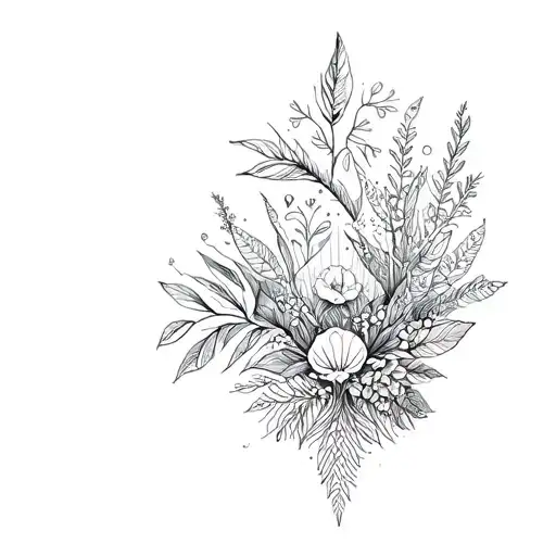 Nature Inspired Tattoo With Plants And Animals