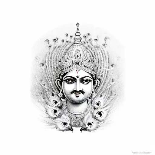 Lord Murugan With Peacock And Vel