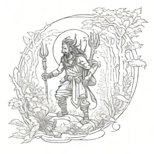 A Sketch Tattoo Of You Trekking Through A Mystical Forest With Lord Shiva Guiding Your Way