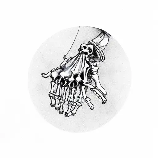 Skeleton Hand With Rosary Wrapped Around Hand