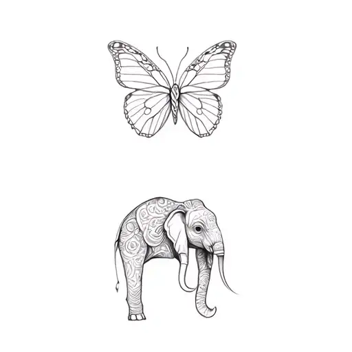 Elephant With Butterfly