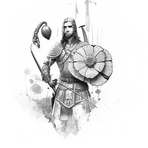 A Warrior That Holds A Poppy In His Hand That Makes Him Have A Second Chance In Life