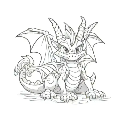 Spyro The Dragon Sitting Alone No Colours