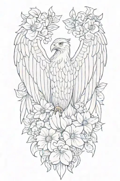 Eagle Wings And Flowers