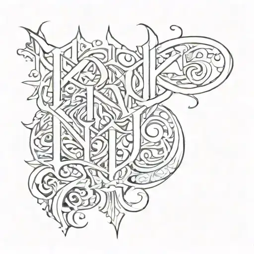 Nyk Letters In Neo Tribal Gothic Style
