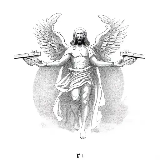 God With A Cross And A Angel