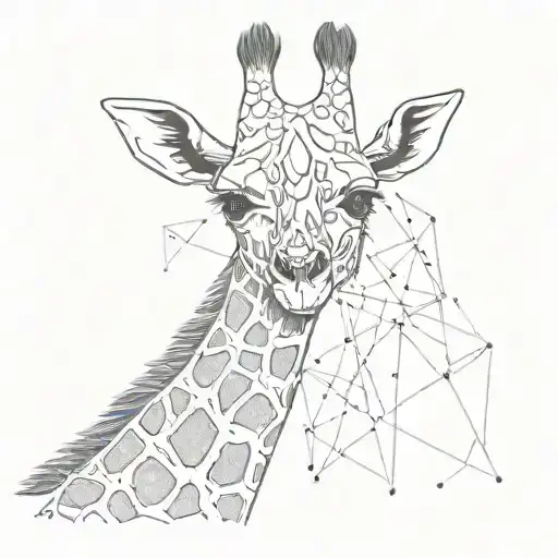 Sketch Of A Giraffe With Abstract Art Patterns