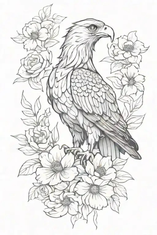 Eagle And Flowers