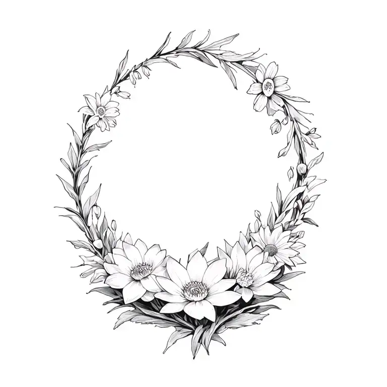 Marigold Daisy Narcissus Poppy Snow Drop Water Lily Wreath