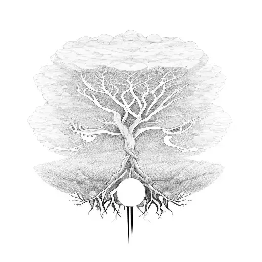 Family Tree With Names On The Roots