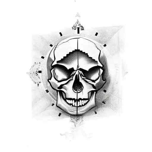 Skull With Roman Numeral Clockface For Hand