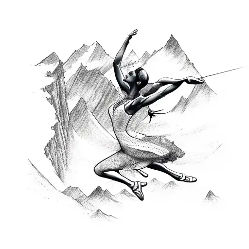 A Dancer Gracefully Leaping Over A Mountain Range
