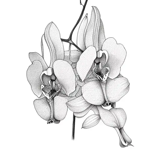 2 Birds Sitting On An Orchid And 1 Bird Flying Away