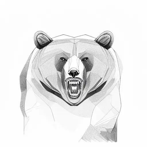 A Roaring Bear On All Fours