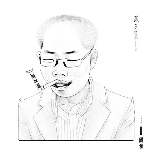 An Asian Man Smoking A Cigarette