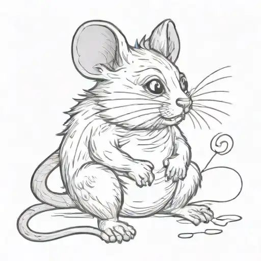 Realistic Tattoo Of A Disheveled Cartoon Stuffed Animal Mouse Cat Toy Its A Fake Toy