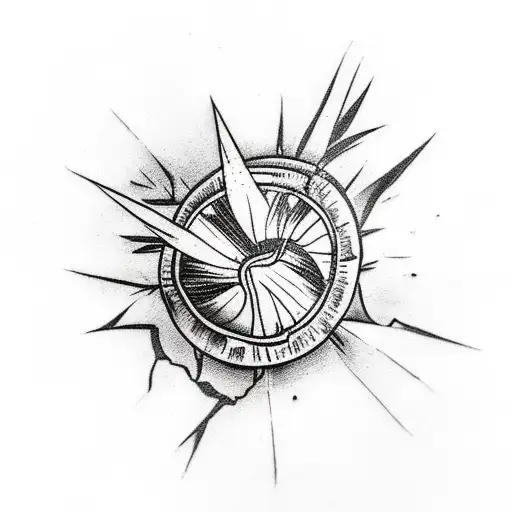 Old School Tattoo Of A Palm And Near A Broken Coconut And All This Should Be On A Small Island