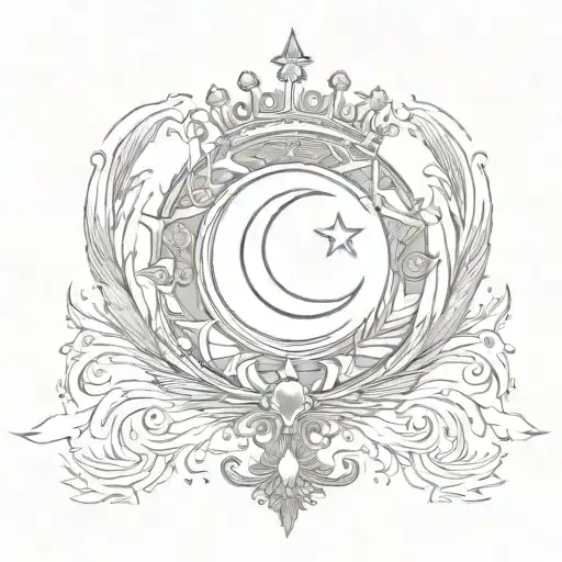 Turkish Flag Crescent Moon With King Crown