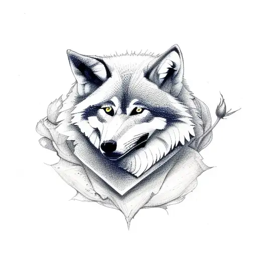 Rose And A Card And A Wolf